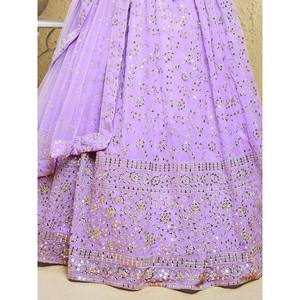 Spectacular Lavender Embroidered Georgette Bridesmaid <b>Lehenga</b> Choli - Product Image 2
