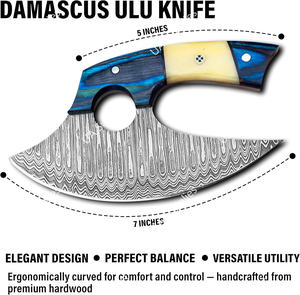 Cuchillos Ulu al por mayor, de acero de Damasco, hoja multiusos, ambidiestros, con funda de cuero, uso duradero, personalizables - Product Image 6