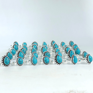 Wholesale Bismillah Gems DR-103 Women's Christian Turquoise Gemstone Bulk Boho Style Sterling Silver Plated <b>Adjustable</b> <b>Rings</b> - Product Image 4