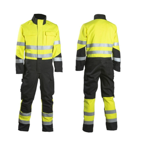 Combinaison de travail haute visibilité pour hommes, couleur et logo personnalisés avec bandes réfléchissantes, uniforme de sécurité en polyester pour usage industriel - Product Image 4