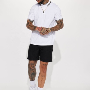 Polo de Manga Corta Blanco en Oferta, Camiseta Polo de Algodón con Tela Oxford, Diseño Informal de Color Sólido, Transpirable, Tejido, Largo Regular para Hombre - Product Image 3