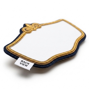 Most Selling Designer Badges High Quality Leather Chenille Bullion Embroidery Patches with Gold/<b>Silver</b> <b>Wire</b> for Hats and Collar - Product Image 5