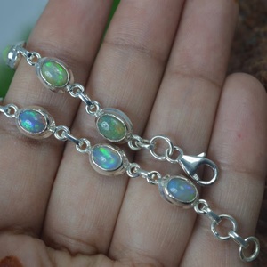 Natural Ethiopian Opal 925 Sterling Silver Adjustable Bracelet Natural Gemstone Jewelry Handmade Statement Bracelet Gift for Her - Product Image 4