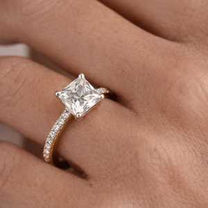 Princess Cut Diamond Solitaire Half Eternity Ring 1.00Ct Lab Grown 10k Yellow Gold Classic Style Promise Gift For Anniversary - Product Image 2