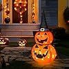 Décoration de citrouille pliable d'Halloween de 3 pieds avec 50 lumières LED Pop-Up Jack-O-Lantern Star Cap Plug-In pour Halloween - Product Image 1