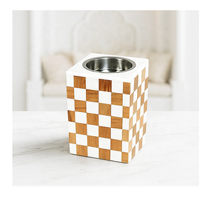 Quemador de Incienso de Aromaterapia Personalizado de Madera Epoxi Clásico Moderno, Patrón de Mármol Blanco, Acabado Interior Dorado, Alta Calidad - Product Image 4