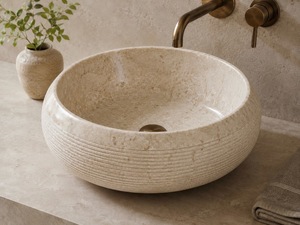 Lavabo Redondo de Mármol Natural, Tallado a Mano, Estilo Moderno, para Baños de Lujo, Hoteles, Uso en Comedores, Proveedor Mayorista - Product Image 2
