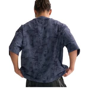 Camisetas de Hombre Oversize con Textura Vaquera 100% Algodón, Estilo Casual y Desgastado, con Logotipo Personalizado, Nueva Colección - Product Image 2