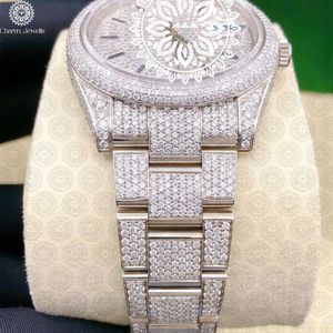 Montre mécanique de luxe pour homme Charm Jewels, boîtier incrusté de diamants, bracelet en cuir, cadran analogique 40 mm, acier inoxydable, étanche 10 bars - Product Image 2