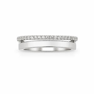 Bague double en argent sterling 925 pour femme avec zircon cubique, minimaliste, empilable, élégante, finition polie, pour un usage quotidien - Product Image 1
