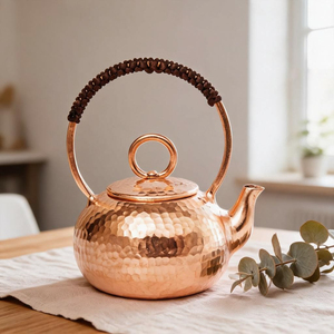 Copper Tea Kettle With <b>Lid</b> And Metal Handle Traditional Chinese Style Water <b>Pot</b> For Home Kitchen Use Tea Coffee Serving Tea <b>Pots</b> - Product Image 2