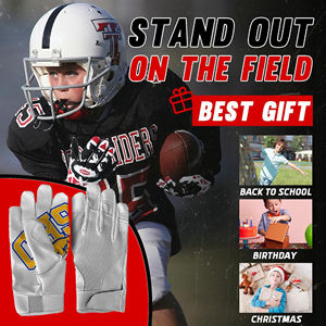 Gants de football américain personnalisés de haute qualité avec grip en latex, gants de receveur de qualité supérieure pour le football, personnalisables avec logo imprimé - Product Image 3