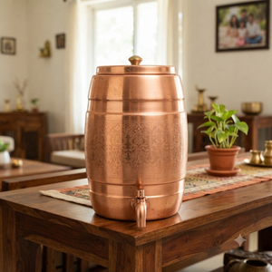 Handmade Copper <b>Water</b> Dispenser Barrel Style Hammered Copper Beverage <b>Urn</b> with Lid Tap for Home Hotels Restaurant Wholesale Bulk - Product Image 3