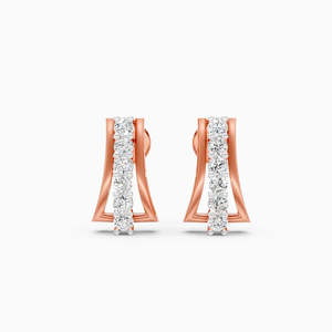 Pendientes de barra curva con diamantes cultivados éticamente de 0.27 ct en oro amarillo, blanco y rosa de 9 quilates - Product Image 1