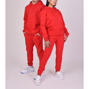 Conjunto de Sudadera y Pantalón Deportivo Rojo Personalizado para Hombre, Talla Grande, con Capucha, Pedido al por Mayor, Fabricante OEM de Conjuntos Deportivos de Algodón - Product Image 3