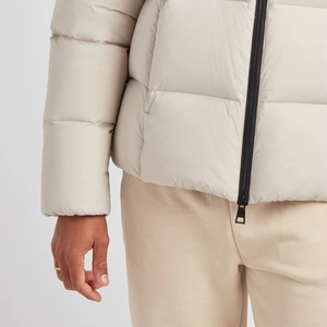 Chaqueta de Plumón Beige para Hombre, Cuello Alto, Cierre de Cremallera, Resistente al Viento, Informal, para Invierno, Color Sólido, Corte Regular - Product Image 5