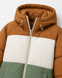 Veste d'hiver matelassée pour femme, personnalisable, à capuche, épaisse, chaude, en duvet, bicolore, vente en gros - Product Image 6