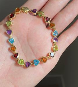 Natural Multi <b>Stones</b> <b>Bracelet</b> With 925 Sterling Silver Handmade <b>Bracelet</b> With Heart Shape Best For Gift, - Product Image 4