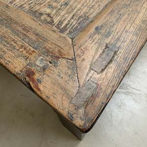 Table Basse Extra Large Antique en Orme Massif Rustique, Banc Plateforme Basse pour le Thé, Style Wabi Sabi Vintage, Meuble de Salon Décoratif - Product Image 3