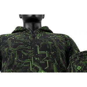 Conjunto Deportivo Unisex NEXTEX con Diseño de Circuito Impreso, Color Negro y Verde Neón, Sudadera con Capucha de Felpa Suave y Cálida - Product Image 5