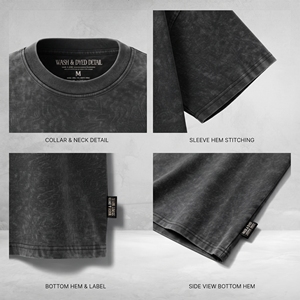 Camiseta de hombre personalizada, ecológica, de algodón grueso, estilo vintage con lavado ácido, con estampado puff frontal, lisa, de corte holgado, estilo streetwear, OEM - Product Image 5