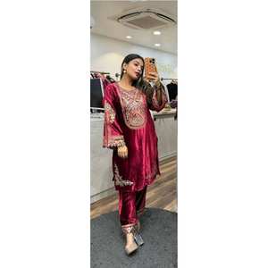 Conjunto de Traje de Fiesta para Mujer de Diseñador con Bordado y Trabajo de Secuencia de Codificación - Product Image 6