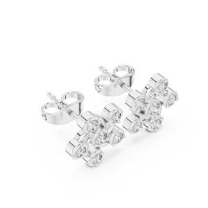 Luxury IGI Certified <b>Silver</b> Swirl Diamond <b>Stud</b> Earrings for Women-Wedding Engagement Gift Fine Jewelry - Product Image 2