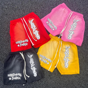 Shorts de sport OEM personnalisés en tissu non tissé de laine, 100% coton épais, avec impression en relief, style streetwear vintage, motif délavé au soleil et effet délavé à l'acide - Product Image 1