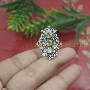 Natural Peridot Gemstone 925 Sterling Silver Vintage Filigree <b>Ring</b> Handmade Boho Statement Jewelry Gift <b>for</b> Women <b>Men</b> Unisex Her - Product Image 5