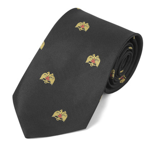 Corbata de 32.º Grado del Rito Escocés con Logotipo de Alas Abajo Bordado a Máquina, Regalia Masónica - Product Image 1
