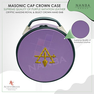 Masonic Cryptic Masons Royal & Select Crown Cap Case Purple Embroidered (R&SM Emblem) - Freemason <b>Hat</b> Carrying <b>box</b> - Product Image 3