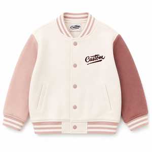 Blouson universitaire personnalisé pour homme avec logo brodé sur manches roses, col rabattable, coupe décontractée, coupe régulière, coupe-vent et respirant pour l'hiver - Product Image 2