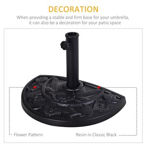 20lbs Half Patio Umbrella Base Outdoor Decorative Resin <b>Parasol</b> Stand Holder 1.5\" 1.9\" <b>Pole</b> Lawn Deck Bac - Product Image 4