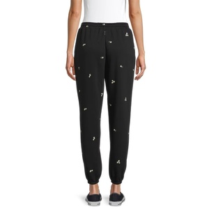 Pantalon de jogging décontracté et respirant brodé, taille mi-haute, coupe large et ample, style oversize, léger pour femme - Product Image 6