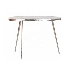 Mesa auxiliar redonda con trípode, espejo pulido de aluminio para bebidas, aperitivos, mesa de café, dormitorio, muebles de Metal, decoración del hogar, mesa auxiliar para sala de estar - Product Image 4