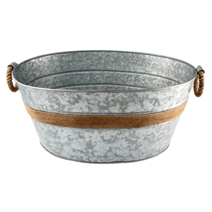 Fabulous Design Galvanized Steel Beverage Tub With Wooden Handles Oval Metal Ice Bucket For Wine Beer And Party <b>Drinks</b> <b>Cooler</b> - Product Image 2