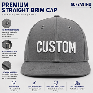 Gorra de Visera Recta con Logotipo Personalizado, 100% Algodón, Ajustable, Estilo Urbano, Fabricante Mayorista, Bordado Personalizado, Visera Plana, Cierre a Presión - Product Image 1