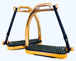 Estribos de Seguridad Ekay GOLD Gloss Hechos a Mano para Montar a Caballo con Peldaños Negros de 4" y 4.75" - Regalo Perfecto para Él o Ella - Product Image 3
