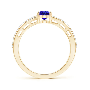<b>Top</b> Quality 14K Pure Gold Solitaire Oval Cut Natural Tanzanite Bypass Ring with Diamond Accent Fine Jewelry Handmade Custom Ring - Product Image 3