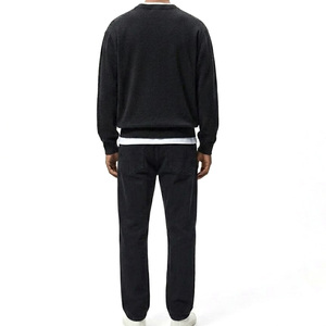 Men's Solid Black Knitted Pullover Sweater Full Sleeve Cotton Autumn Wear - Product Image 2