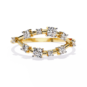 แหวนเพชรทองคำแท้ 14k สำหรับผู้หญิง ทรงกลมเจียระไนแบบบริลเลียนท์ ดีไซน์เรียบหรู คลาสสิก เหมาะสำหรับเป็นแหวนหมั้นหรือแหวนซ้อนกันได้ เป็นของขวัญ - Product Image 1