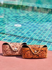 Real Handcrafted Tooled Leather Spectacles Case Hand Craved Leather Belt <b>Eyeglasses</b> Holder Unisex Reading Glasses Sleeve Case - Product Image 4