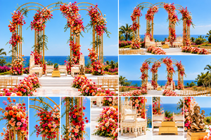 Arcos metálicos dorados de varias capas para escenario de mandap de boda, decoración de escenario abierto de boda en tendencia, arcos metálicos, estructura de arco metálico - Product Image 6