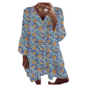 Vestido Boho de Algodón con Estampado de Bloques para Mujer, Primavera-Verano, Hecho a Mano, Estampado Floral, Ropa Casual, Atuendo Cómodo y Elegante - Product Image 4