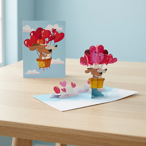 Tarjeta Pop-up Kirigami con Patrón Personalizado Cortado con Láser 3D Hecha a Mano por Viet-Craft, Regalo de Recuerdo para el Día de San Valentín con Diseño de Perros, 120x170mm, Papel - Product Image 5