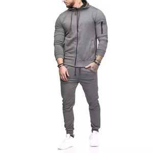 Ensemble de survêtement slim pour homme, sweat-shirt à capuche zippé et pantalon de jogging, vêtements de sport décontractés pour la gym et le streetwear - Product Image 5