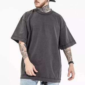 เสื้อยืดโอเวอร์ไซส์ผู้ชายสีเขียวล้วน คอตตอน แขนสั้น คอกลม ทรงลำลอง รุ่น OEM 2026 - Product Image 5