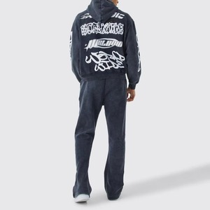Fifth Gear International Hot Sale Hooded Windproof Winter Cotton Tracksuit Custom Logo Acid Wash Premium Soft Jogger Set - Product Image 2