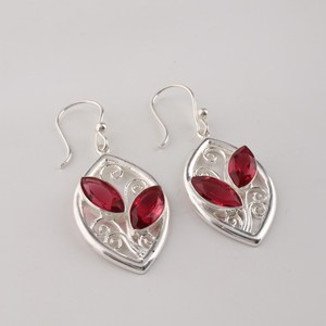 Pink Rubellite Sterling Silver Dangle <b>Earrings</b> Boho Bezel Drop <b>Earrings</b> Oval Cut Gemstone October Birthstone Third Party - Product Image 1