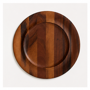 Plato de Servir Redondo de Madera de Acacia de Lujo, Ecológico, Hecho a Mano, para Bodas, Fiestas y Hoteles - Product Image 1